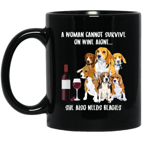 A Woman Survive She Needs Wine & Beagles Black Mug - DynamicImageHandler_055a9e58-ac04-40a3-ad14-c1a8f4ef72e0