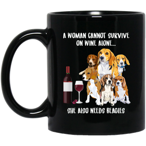 A Woman Survive She Needs Wine & Beagles Black Mug - DynamicImageHandler_055a9e58-ac04-40a3-ad14-c1a8f4ef72e0