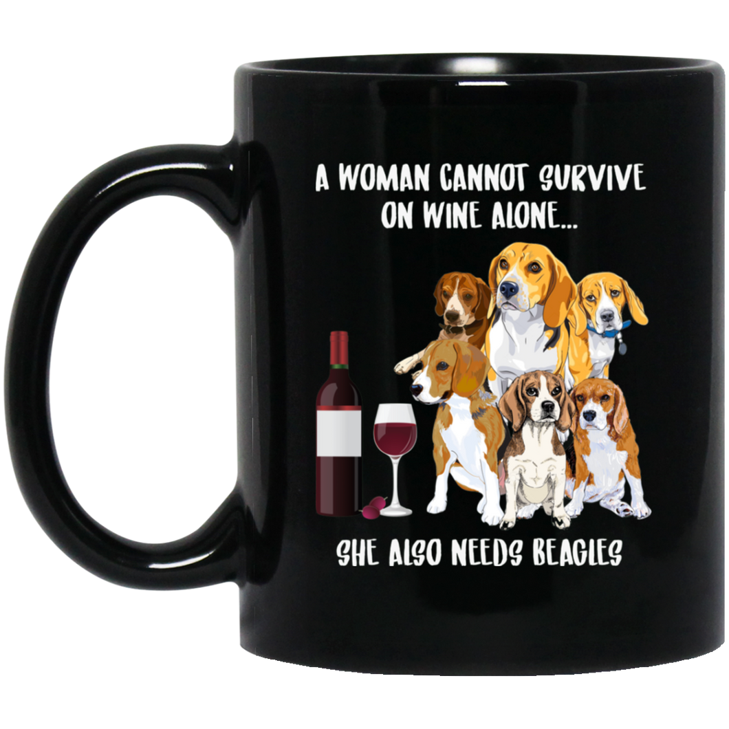 A Woman Survive She Needs Wine & Beagles Black Mug - DynamicImageHandler_055a9e58-ac04-40a3-ad14-c1a8f4ef72e0