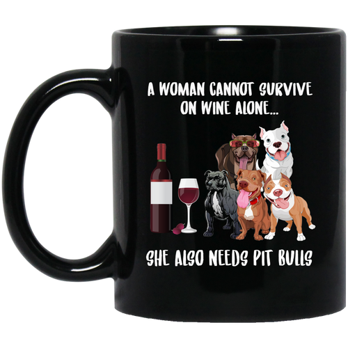 A Woman Survive She Needs Wine & Pit Bulls Black Mug - DynamicImageHandler_0dc498ac-afea-4ef0-b230-e30f377ea95d