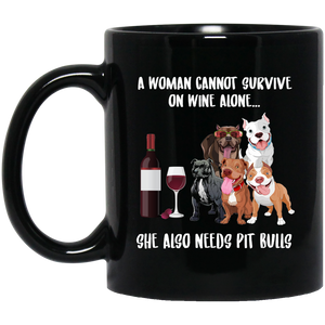 A Woman Survive She Needs Wine & Pit Bulls Black Mug - DynamicImageHandler_0dc498ac-afea-4ef0-b230-e30f377ea95d