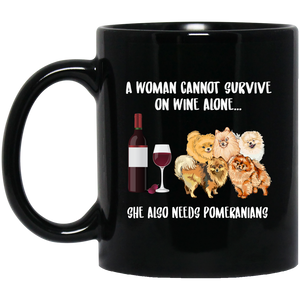 A Woman Survive She Needs Wine & Pomeranians Black Mug - DynamicImageHandler_19583e1e-dec2-4f22-985f-6d27c908766a