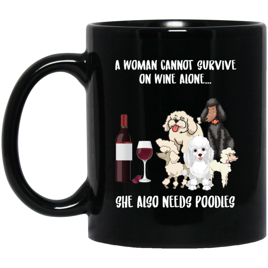 A Woman Survive She Needs Wine & Poodles Black Mug - DynamicImageHandler_d34d41c0-7dec-45cc-bb7e-5e4d8b436462