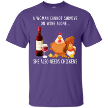 Load image into Gallery viewer, A Woman Can Not Survive On Wine Alone She Also Needs Chicken Shirt VA01 - a-woman-can-not-survive-on-wine-alone-she-also-needs-chicken-shirt-va01-vivianstorescom-2