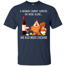 Load image into Gallery viewer, A Woman Can Not Survive On Wine Alone She Also Needs Chicken Shirt VA01 - a-woman-can-not-survive-on-wine-alone-she-also-needs-chicken-shirt-va01-vivianstorescom-4