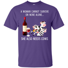 Load image into Gallery viewer, A Woman Can Not Survive On Wine Alone She Also Needs Cows Shirt VA01 - a-woman-can-not-survive-on-wine-alone-she-also-needs-cows-shirt-va01-vivianstorescom-2