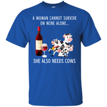 Load image into Gallery viewer, A Woman Can Not Survive On Wine Alone She Also Needs Cows Shirt VA01 - a-woman-can-not-survive-on-wine-alone-she-also-needs-cows-shirt-va01-vivianstorescom-3