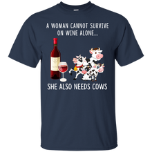 Load image into Gallery viewer, A Woman Can Not Survive On Wine Alone She Also Needs Cows Shirt VA01 - a-woman-can-not-survive-on-wine-alone-she-also-needs-cows-shirt-va01-vivianstorescom-4