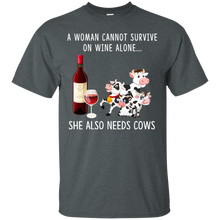 Load image into Gallery viewer, A Woman Can Not Survive On Wine Alone She Also Needs Cows Shirt VA01 - a-woman-can-not-survive-on-wine-alone-she-also-needs-cows-shirt-va01-vivianstorescom-5