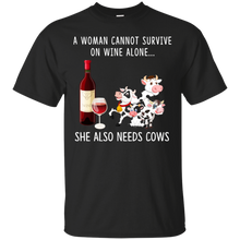 Load image into Gallery viewer, A Woman Can Not Survive On Wine Alone She Also Needs Cows Shirt VA01 - a-woman-can-not-survive-on-wine-alone-she-also-needs-cows-shirt-va01-vivianstorescom