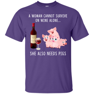 A Woman Can Not Survive On Wine Alone She Also Needs Pigs Shirt VA01 - a-woman-can-not-survive-on-wine-alone-she-also-needs-pigs-shirt-va01-vivianstorescom-2