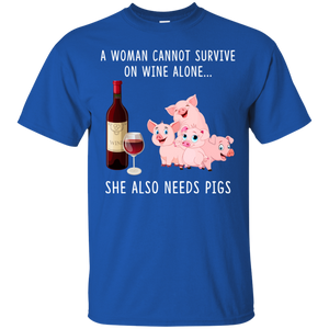 A Woman Can Not Survive On Wine Alone She Also Needs Pigs Shirt VA01 - a-woman-can-not-survive-on-wine-alone-she-also-needs-pigs-shirt-va01-vivianstorescom-3