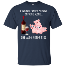 Load image into Gallery viewer, A Woman Can Not Survive On Wine Alone She Also Needs Pigs Shirt VA01 - a-woman-can-not-survive-on-wine-alone-she-also-needs-pigs-shirt-va01-vivianstorescom-4