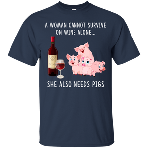 A Woman Can Not Survive On Wine Alone She Also Needs Pigs Shirt VA01 - a-woman-can-not-survive-on-wine-alone-she-also-needs-pigs-shirt-va01-vivianstorescom-4