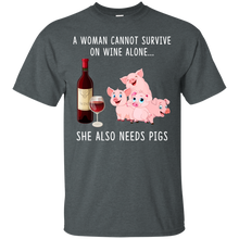 Load image into Gallery viewer, A Woman Can Not Survive On Wine Alone She Also Needs Pigs Shirt VA01 - a-woman-can-not-survive-on-wine-alone-she-also-needs-pigs-shirt-va01-vivianstorescom-5