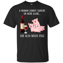 Load image into Gallery viewer, A Woman Can Not Survive On Wine Alone She Also Needs Pigs Shirt VA01 - a-woman-can-not-survive-on-wine-alone-she-also-needs-pigs-shirt-va01-vivianstorescom