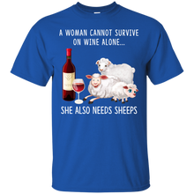 Load image into Gallery viewer, A Woman Can Not Survive On Wine Alone She Also Needs Sheeps Shirt VA01 - a-woman-can-not-survive-on-wine-alone-she-also-needs-sheeps-shirt-va01-vivianstorescom-3