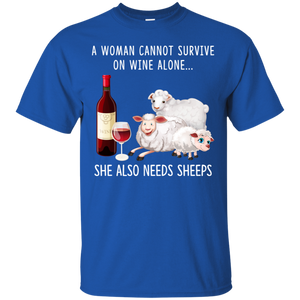 A Woman Can Not Survive On Wine Alone She Also Needs Sheeps Shirt VA01 - a-woman-can-not-survive-on-wine-alone-she-also-needs-sheeps-shirt-va01-vivianstorescom-3