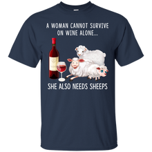 Load image into Gallery viewer, A Woman Can Not Survive On Wine Alone She Also Needs Sheeps Shirt VA01 - a-woman-can-not-survive-on-wine-alone-she-also-needs-sheeps-shirt-va01-vivianstorescom-4