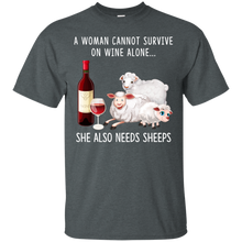 Load image into Gallery viewer, A Woman Can Not Survive On Wine Alone She Also Needs Sheeps Shirt VA01 - a-woman-can-not-survive-on-wine-alone-she-also-needs-sheeps-shirt-va01-vivianstorescom-5