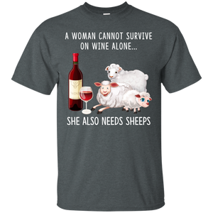 A Woman Can Not Survive On Wine Alone She Also Needs Sheeps Shirt VA01 - a-woman-can-not-survive-on-wine-alone-she-also-needs-sheeps-shirt-va01-vivianstorescom-5