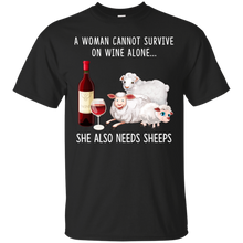 Load image into Gallery viewer, A Woman Can Not Survive On Wine Alone She Also Needs Sheeps Shirt VA01 - a-woman-can-not-survive-on-wine-alone-she-also-needs-sheeps-shirt-va01-vivianstorescom