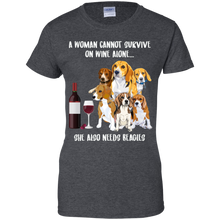 Load image into Gallery viewer, A Woman Cannot Survive Without Wine and Beagles T-shirt Lover LT02 - a-woman-cannot-survive-without-wine-and-beagles-t-shirt-lover-lt02-vivianstorescom-2