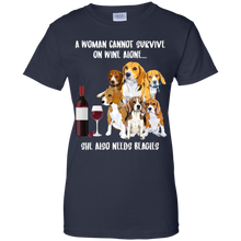 Load image into Gallery viewer, A Woman Cannot Survive Without Wine and Beagles T-shirt Lover LT02 - a-woman-cannot-survive-without-wine-and-beagles-t-shirt-lover-lt02-vivianstorescom-3