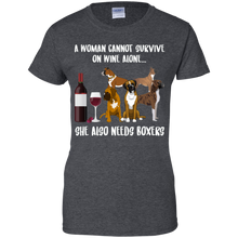 Load image into Gallery viewer, A Woman Cannot Survive Without Wine and Boxers T-shirt Lover - a-woman-cannot-survive-without-wine-and-boxers-t-shirt-lover-vivianstorescom-2