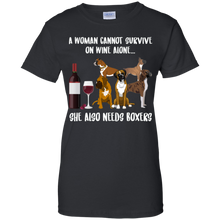 Load image into Gallery viewer, A Woman Cannot Survive Without Wine and Boxers T-shirt Lover - a-woman-cannot-survive-without-wine-and-boxers-t-shirt-lover-vivianstorescom