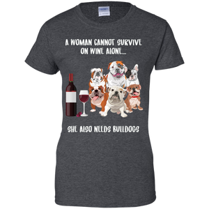 A Woman Cannot Survive Without Wine and Bulldogs T-shirt Lover - a-woman-cannot-survive-without-wine-and-bulldogs-t-shirt-lover-vivianstorescom-2