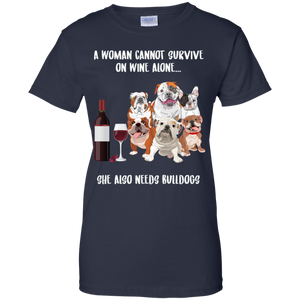 A Woman Cannot Survive Without Wine and Bulldogs T-shirt Lover - a-woman-cannot-survive-without-wine-and-bulldogs-t-shirt-lover-vivianstorescom-3