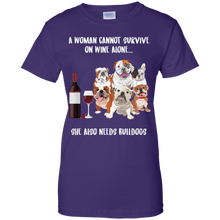 Load image into Gallery viewer, A Woman Cannot Survive Without Wine and Bulldogs T-shirt Lover - a-woman-cannot-survive-without-wine-and-bulldogs-t-shirt-lover-vivianstorescom-4