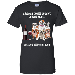 A Woman Cannot Survive Without Wine and Bulldogs T-shirt Lover - a-woman-cannot-survive-without-wine-and-bulldogs-t-shirt-lover-vivianstorescom