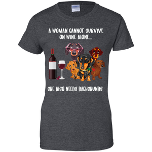 A Woman Cannot Survive Without Wine and Dachshunds T-shirt Lover - a-woman-cannot-survive-without-wine-and-dachshunds-t-shirt-lover-vivianstorescom-2