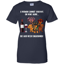 Load image into Gallery viewer, A Woman Cannot Survive Without Wine and Dachshunds T-shirt Lover - a-woman-cannot-survive-without-wine-and-dachshunds-t-shirt-lover-vivianstorescom-3