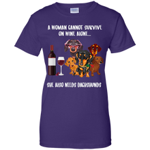 Load image into Gallery viewer, A Woman Cannot Survive Without Wine and Dachshunds T-shirt Lover - a-woman-cannot-survive-without-wine-and-dachshunds-t-shirt-lover-vivianstorescom-4