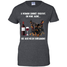 Load image into Gallery viewer, A Woman Cannot Survive Without Wine and Dobermans T-shirt Lover - a-woman-cannot-survive-without-wine-and-dobermans-t-shirt-lover-vivianstorescom-2