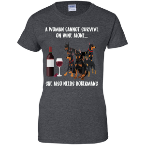 A Woman Cannot Survive Without Wine and Dobermans T-shirt Lover - a-woman-cannot-survive-without-wine-and-dobermans-t-shirt-lover-vivianstorescom-2