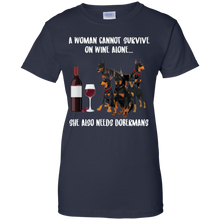 Load image into Gallery viewer, A Woman Cannot Survive Without Wine and Dobermans T-shirt Lover - a-woman-cannot-survive-without-wine-and-dobermans-t-shirt-lover-vivianstorescom-3