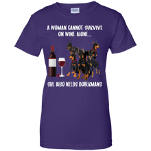 Load image into Gallery viewer, A Woman Cannot Survive Without Wine and Dobermans T-shirt Lover - a-woman-cannot-survive-without-wine-and-dobermans-t-shirt-lover-vivianstorescom-4