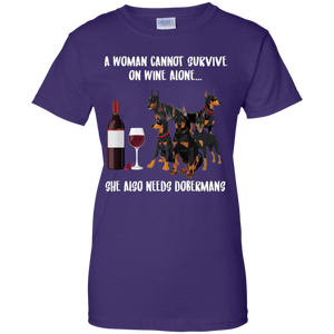 A Woman Cannot Survive Without Wine and Dobermans T-shirt Lover - a-woman-cannot-survive-without-wine-and-dobermans-t-shirt-lover-vivianstorescom-4