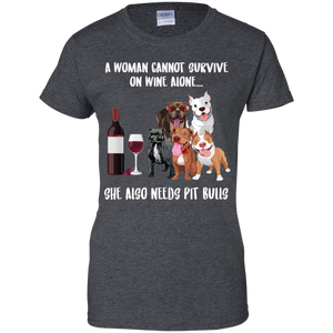 A Woman Cannot Survive Without Wine and Pit Bulls T-shirt Lover - a-woman-cannot-survive-without-wine-and-pit-bulls-t-shirt-lover-vivianstorescom-2