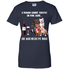 Load image into Gallery viewer, A Woman Cannot Survive Without Wine and Pit Bulls T-shirt Lover - a-woman-cannot-survive-without-wine-and-pit-bulls-t-shirt-lover-vivianstorescom-3