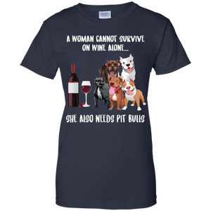 A Woman Cannot Survive Without Wine and Pit Bulls T-shirt Lover - a-woman-cannot-survive-without-wine-and-pit-bulls-t-shirt-lover-vivianstorescom-3