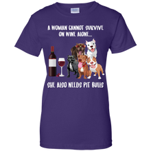 Load image into Gallery viewer, A Woman Cannot Survive Without Wine and Pit Bulls T-shirt Lover - a-woman-cannot-survive-without-wine-and-pit-bulls-t-shirt-lover-vivianstorescom-4