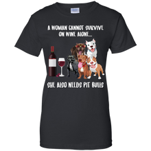 Load image into Gallery viewer, A Woman Cannot Survive Without Wine and Pit Bulls T-shirt Lover - a-woman-cannot-survive-without-wine-and-pit-bulls-t-shirt-lover-vivianstorescom