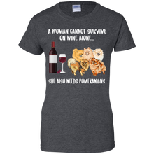 Load image into Gallery viewer, A Woman Cannot Survive Without Wine and Pomeranians T-shirt Lover - a-woman-cannot-survive-without-wine-and-pomeranians-t-shirt-lover-vivianstorescom-2