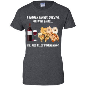 A Woman Cannot Survive Without Wine and Pomeranians T-shirt Lover - a-woman-cannot-survive-without-wine-and-pomeranians-t-shirt-lover-vivianstorescom-2