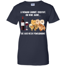 Load image into Gallery viewer, A Woman Cannot Survive Without Wine and Pomeranians T-shirt Lover - a-woman-cannot-survive-without-wine-and-pomeranians-t-shirt-lover-vivianstorescom-3